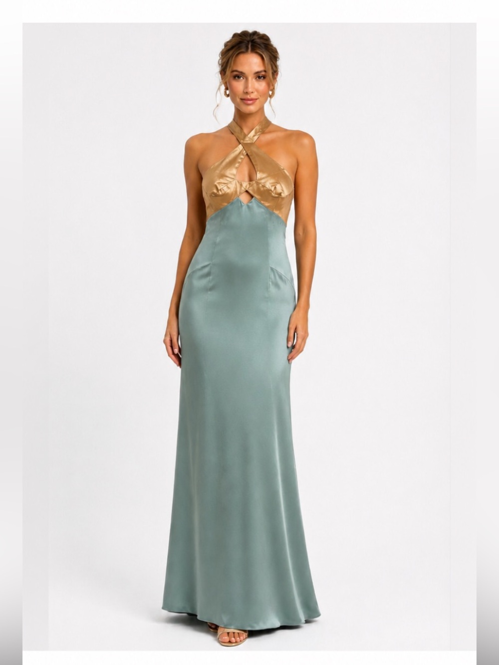 Nicole Miller Blue Gown with Gold Bodice